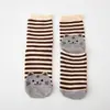 Meias Listradas de Gato Estilo Japonês Meia-Calça Versátil Respirável Color Block Casuais de Algodão Meias Fofas de Gatinho Desenho Animado Meia de Cano Alto para Meninas