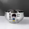 Tazón infantil de doble capa de acero inoxidable con dibujos animados 304 grado alimenticio para el hogar, bebé comiendo, anti-quemaduras, anti-caídas, familia, bebé