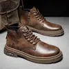 Nuevas Botas de Trabajo Retro Zapatos Casuales Botas de Hombre Botas Versátiles para Hombre Estilo Británico Botas Martin Suela Gruesa Comercio Exterior Transfronterizo Zapatos de Hombre
