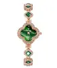 Relógio de Quartzo para Mulheres com Pulseira de Trevo de Quatro Folhas Esmeralda, Item de Venda Quente no Exterior para Atacado