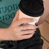 Anillo Cuadrado Vintage de Plata de Ley con Estrella Sonriente para Mujer, Nicho, Lujo Ligero, Estilo Frío, Apertura Personalizada, Anillo Ajustable para Dedos de Dieta