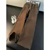 Calça jeans bootcut lavada verde militar para homens, outono, algodão puro, bolsos grandes, calça cargo, perna reta, solta, calça levemente flare
