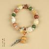 Pulsera de Cuentas de Oración Bodhi Multitesoro Natural Multibendición, Colgante de Mascota Lindo Reductor de Edad Estilo Bosque, Adorno de Mano Unisex para Pareja