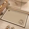 Tapete de Banheiro Estilo Wabi-Sabi Fofo, Tapete Absorvente de Água de Terra de Diatomáceas Espesso para Box de Banho, Resistente a Manchas de Vaso Sanitário, Tapete Antiderrapante