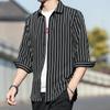 Comércio exterior transfronteiriço entrega camisa masculina Ice Silk-fashion listrado camisa meia manga camisa masculina juventude moda ao ar livre