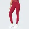 Nuevos pantalones de yoga de nylon de doble cara, con bloques de color transfronterizos, tacto nude, ajustados, de cintura alta y transpirables para mujer, adecuados para deportes, correr y fitness