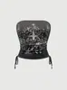 Camisola Estampada de Menina Popular Europeia e Americana Estilo Retrô Americano Punk Rock Padrão Y2K Top Transfronteiriço Atacado