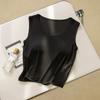 Verano Nuevo Camisola de Seda para Mujer Seda de Morera Blanco con Almohadilla en el Busto Ropa Interior Básica Top sin Mangas que se Puede Usar Afuera