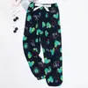 Calças de pijama de seda de algodão Calças Shrink Femininas Verão Novo Tamanho Grande Soltas Grávidas Calças Externas com Lanterna de Bolso Shrink Calças
