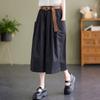 Foto Real Verano 2025 Casual Algodón Puro Culottes de Mujer Holgados Adelgazantes Combinan con Todo Pantalones Recortados de Pierna Ancha con Cintura Holgada y Cinturón