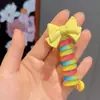 2025 Novo Elástico Alto Arco-Íris Cordão Telefônico Infantil Elásticos de Cabelo Desenho Animado Corda de Cabelo Acessórios de Cabelo Coloridos Laço