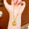 Loja de Ouro Mesmo Estilo Banhado a Ouro Gelo Triturado Trevo de Quatro Folhas Cabacinha Colar para Mulheres, Versátil e Elegante, Borboleta em Forma de Coração Corrente de Clavícula Joia