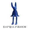 Adornos Modernos de Conejo Sentado Azules con Flocado Oficina de Ventas Sala de Modelos Habitación Infantil Mesita de Noche Decoraciones Ligeras de Moda