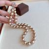Collar de perlas Shijia de 12 mm color marrón bronce estilo Maillard para mujer, moda nicho para suéter
