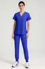 [Entrega no Mesmo Dia de Todas as Cores e Tamanhos] Roupa de Trabalho de Médico Decote V Roupas para Lavar à Mão Fato para Sala de Cirurgia Hospitalar Enfermeira Manga Curta