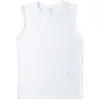 Camiseta Regata Básica de Verão em Algodão Puro Pesado 230g, Tamanho Grande, Cor Sólida, Caimento Solto, Estilo Retro Japonês para Homens e Mulheres