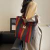 Bolso Tote de Moda al Por Mayor Casual de Lona con Combinación de Colores en Contraste Bolso de Hombro Casual para Mujer Nuevo 2025 Bolso de Mano Moderno