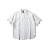 Yidao Vintage 2026 Verão Novo Estilo Gola Alta Manga Curta Camisa Masculina Tendência Simples Cor Sólida Solta Meia Manga Camisa