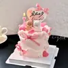 Decoración para Pastel del Día de San Valentín Chino 2025 Osos Abrazándose Adornos Tarjeta de Corazón de Confesión de Pareja Enchufe