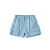 Ropa para Niñas de Jazz Danza Moderna Fresca Hombros Descubiertos Manga Corta Pantalones Cargo Cortos Únicos Conjunto de Rendimiento Verano Jazz