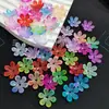 Flor de Seis Pétalas Gradiente Acrílico Gelatina 20mm Flor Feliz Colorida Flor de Concubina Guirlanda Material para Miçangas Artesanais DIY