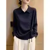Camisa listrada de manga comprida estilo francês para mulheres, nova coleção de outono, elegante e modeladora, com botões e cordão, top versátil e elegante