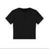 Gola de bolsa traseira 220g 40 Odell 92 algodão 8 elastano manga curta T-shirt feminina curta pequena gola redonda placa de luz versão em branco
