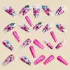 Unhas Portáteis Florais com Borboletas em Tons de Rosa 24 Peças Moda Europeia e Americana Unhas Postiças