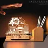 Set de regalo empresarial: lámpara de noche de mesita de noche con luz cálida, adorno de madera maciza, modelo de reloj, modelo acrílico personalizado