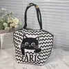 Bolsa de Hombro de Punto para Boda de Año Nuevo Patrón de Dibujos Animados Gran Capacidad Plegable Ligera Bolsa de Punto para Compras