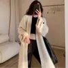 Cárdigan largo de punto informal extralargo para mujer, nuevo abrigo holgado de estilo francés para otoño