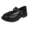 Sapatos Mary Jane de Couro Baixos para Mulheres 2026 Novo Estilo Primavera/Verão para Combinar com Saias Loafers Baixos Pretos Estilo Jk Japonês