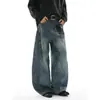 Calça Jeans Retrô Masculina Reta Solta Perna Larga Americana High Street Tendência Marca Rascally Cool Cleanfit Casual Calça Longa