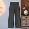 Pantalones rectos ajustados para madres, pantalones largos adelgazantes, nuevo modelo 2026, pantalones para mujeres de mediana edad y mayores de 50 años, pantalones de pierna ancha de cachemira sintética para mujer