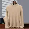 Suéter 100% Cachemir Puro para Hombre Doble Capa Cuello Semi-Alto Nuevo Otoño/Invierno 2025 Suéter de Punto Grueso Capa Base Otoño/Invierno