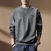Sudadera Suave y Cómoda Estilo Americano de Gamuza para Hombre, Otoño, Peso Pesado, Tallas Grandes, Modelo Nuevo Sin Capucha, Top de Manga Larga para Hombre