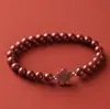 Pulsera de Cinabrio, Nueva Pulsera Estilo Chino Arena Púrpura Dorada, Pulsera de Cinabrio Flor de Loto Piedra Ojo de Gato, Pulsera de Piedra Ojo de Gato con Cuentas