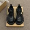 Nuevos Mocasines Primavera y Otoño 2025 para Mujer con Tacón Grueso Suela Gruesa Zapatos de una Sola Capa Hebilla de Cinturón Retro Estilo Británico Aumentadores de Altura Zapatos Pequeños de Cuero