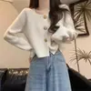 Nueva Moda coreana Primavera y Otoño 2025 para Mujeres Petites: Elegante Chaqueta Cárdigan Suelta Corta de Cuello Cuadrado Estilo Chanel