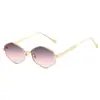 Gafas de sol poligonales de metal con forma de rombo personalizadas de moda, populares en Europa y América, Protección solar para exteriores, Gafas de sol de moda para mujer