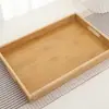 Bandeja Rectangular de Bambú Engrosada, Bandeja de Té de Bambú para Uso en Hotel, Bandeja Creativa de Madera de Bambú para Frutas y Pan