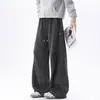 Pantalones de Chándal Plisados Tridimensionales Estilo Americano para Hombre, Pantalones Casuales Cleanfit de Calle para Primavera, Pantalones Rectos Bordados con Dibujos de Marca de Moda