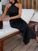 Vestido de Verano 2026 Estilo Nuevo con Escote Halter Cruzado, Cintura Alta y Abertura, con un Diseño de Moda y Sofisticado para el Trabajo y Uso Casual en Europa y América