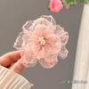 2025 Novo Prendedor de Cabelo Flor Artificial Pinça para Penteado Alto Feminino Presilha de Tubarão Rosa Grampo de Cabelo Acessório de Cabelo