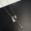 Colar de Pérolas de Alto Padrão Ursinho de Pelúcia Microcravejado com Zircônia Estilo Menina Doce, Corrente de Clavícula Estilo Ins Única e na Moda Atacado