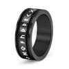 Anillo de Texto Vikingo Nórdico Transfronterizo Anillo de Cuerda de Alambre Joyería Personalizada de Acero de Titanio Pieza de Mano para Hombre Hip-hop Venta al por Mayor