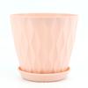 Vaso de flores de varanda doméstica multicolorido com padrão ondulado espesso e suporte para bacia, material pp durável, vaso de flores com bandeja