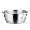 Olla para condimentos de acero inoxidable 304 engrosado, recipiente para condimentos, escurridor, recipiente para sopa, redondo, recipiente para lavar verduras, recipiente para lavar huevos, recipiente para lavar arroz, cocina