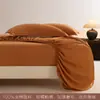 Conjunto de Lençóis de Algodão Puro Escovado Classe A e Lençóis com Elástico Três Peças Cor Pura Amigo da Pele Macio Simples Roupa de Cama Simples Amigo da Pele