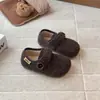 Zapatos de peluche para bebé niña para otoño e invierno, zapatos de algodón cálidos para niños y niñas, velcro, suela suave, estilo coreano, zapatos de conducir con estampado de leopardo para niñas